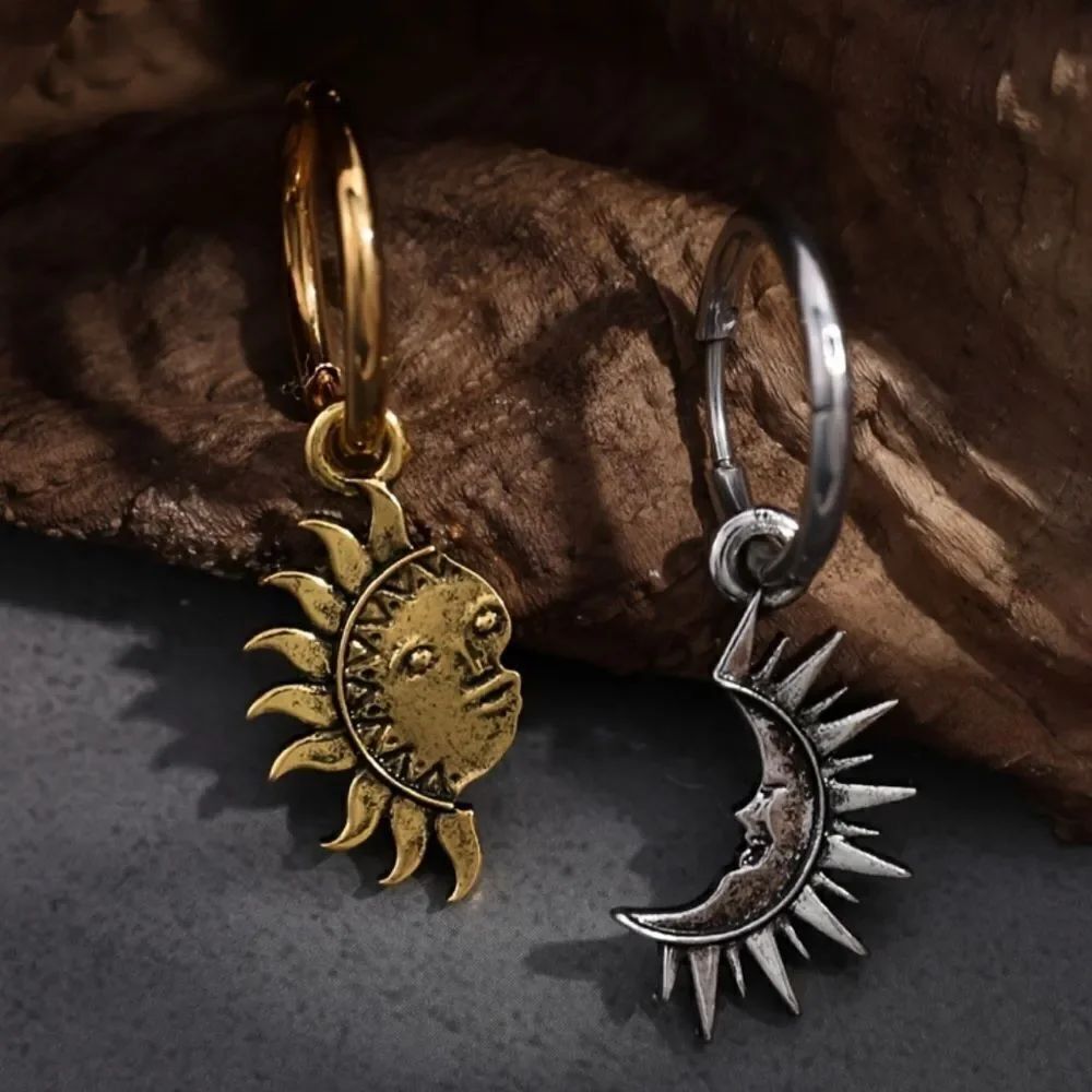 Bohemian moon and sun hoop A899